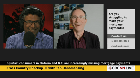 Bruce Sellery and Ian Hanomansing on Cross Country Checkup discussing rising mortgage payments 