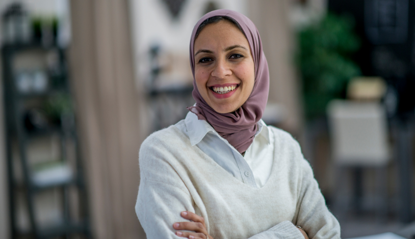 woman wearing hijab smiling
