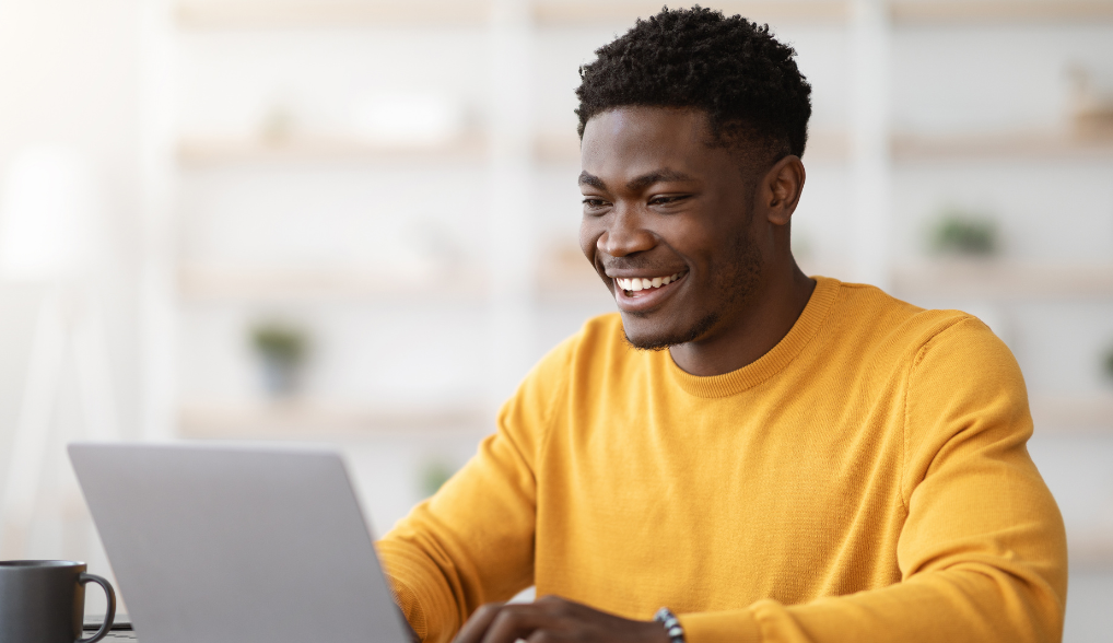 man working on his laptop as a freelancer
