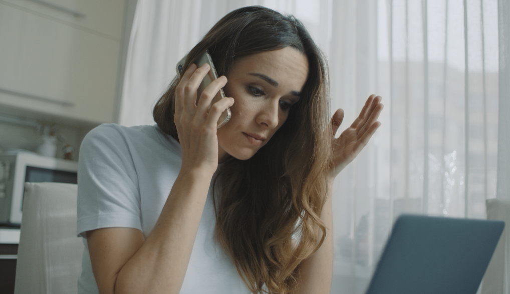woman on the phone stressed