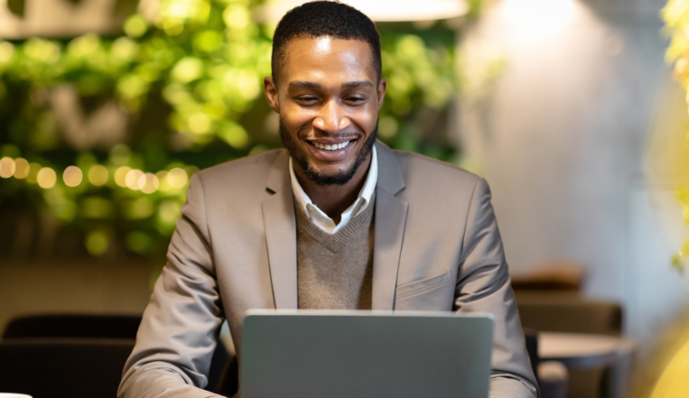 man working on laptop